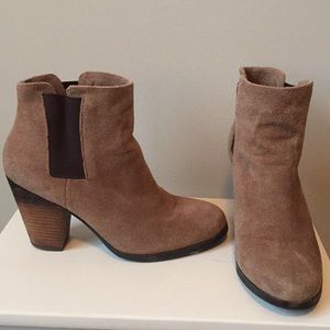 Neutral suede booties